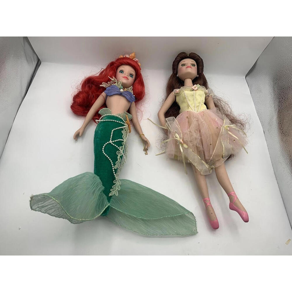 Disney Keepsake Princesses Ariel & Belle  16” Porcelain Dolls